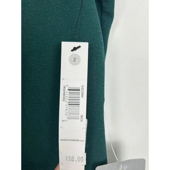 Maggy London Womens  Size 2 Crew Neck Sleeveless Sheat Dress Green NWT - Picture 9 of 13